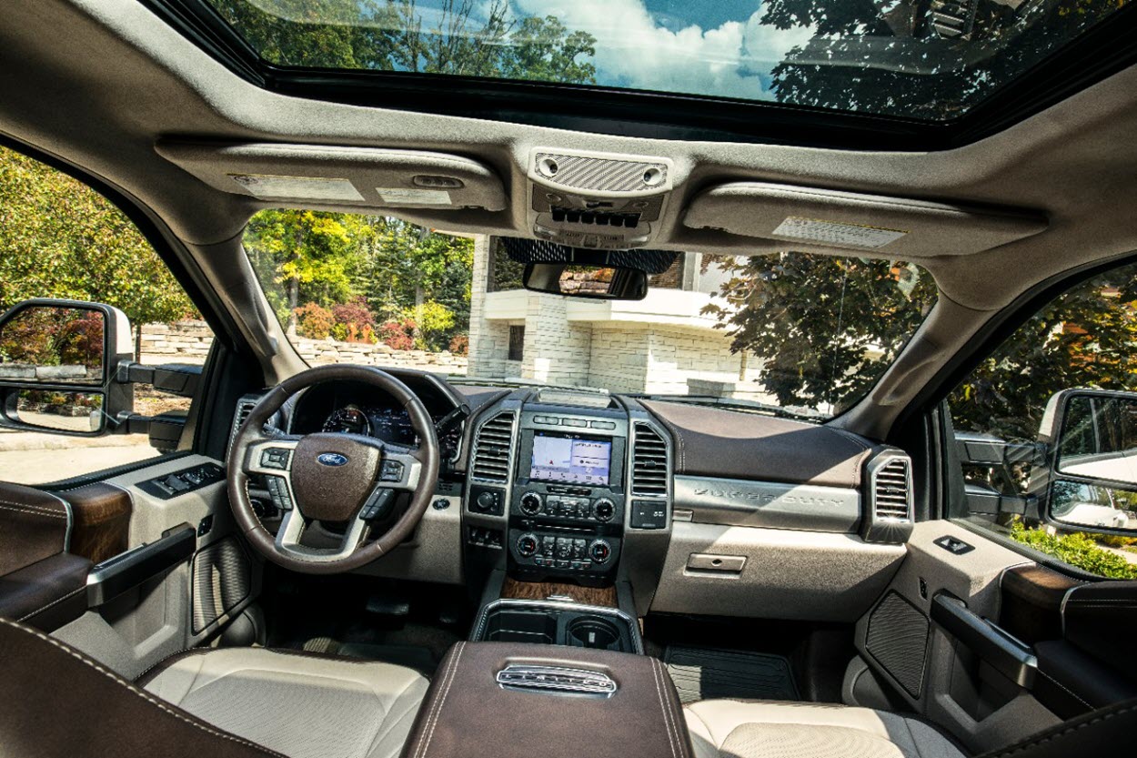 The interior of the Ford F-450 Super Duty Limited.