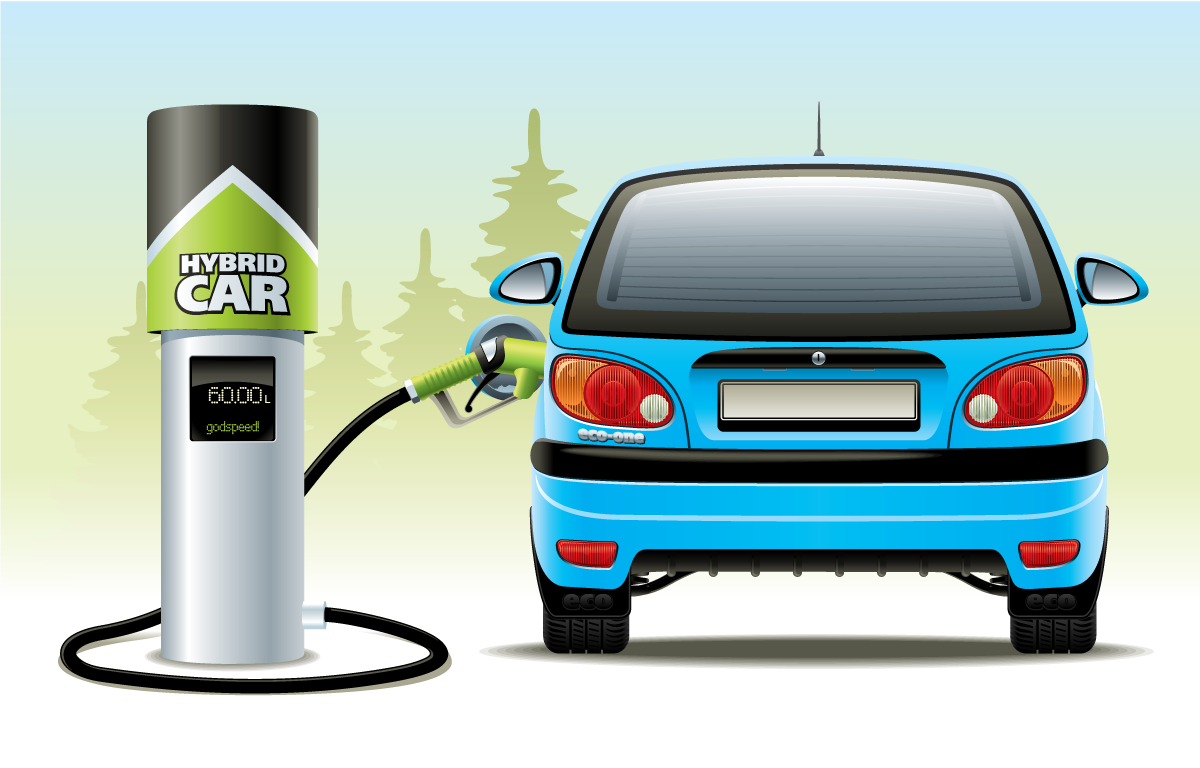 Recharging or Refueling a Hybrid Car.